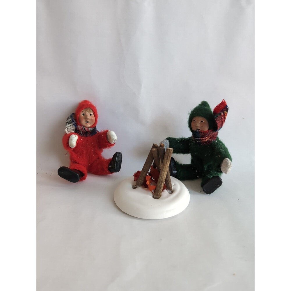 Vtg Byers Choice Campfire Accessory w/2 Toddler Figures Christmas Display